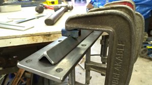 DIY - Grinding Centre. Angle iron attached to the flat bar to add strength