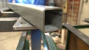 DIY - Grinding Centre. The steel tube for the work-light mount was squared up in the lathe