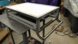 DIY - TIG Welding Cart. Top shelf insert welded together and primed.